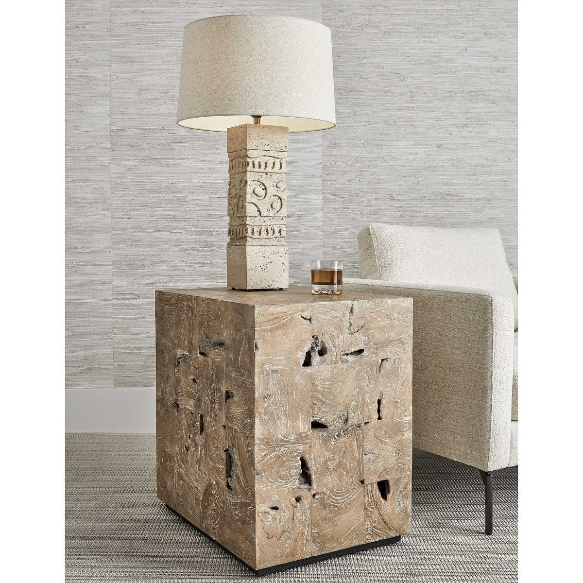 Teak Tac Toe End Table - Light by Uttermost