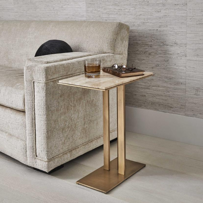 Cantilever Accent Table - Travertine & Brass by Uttermost