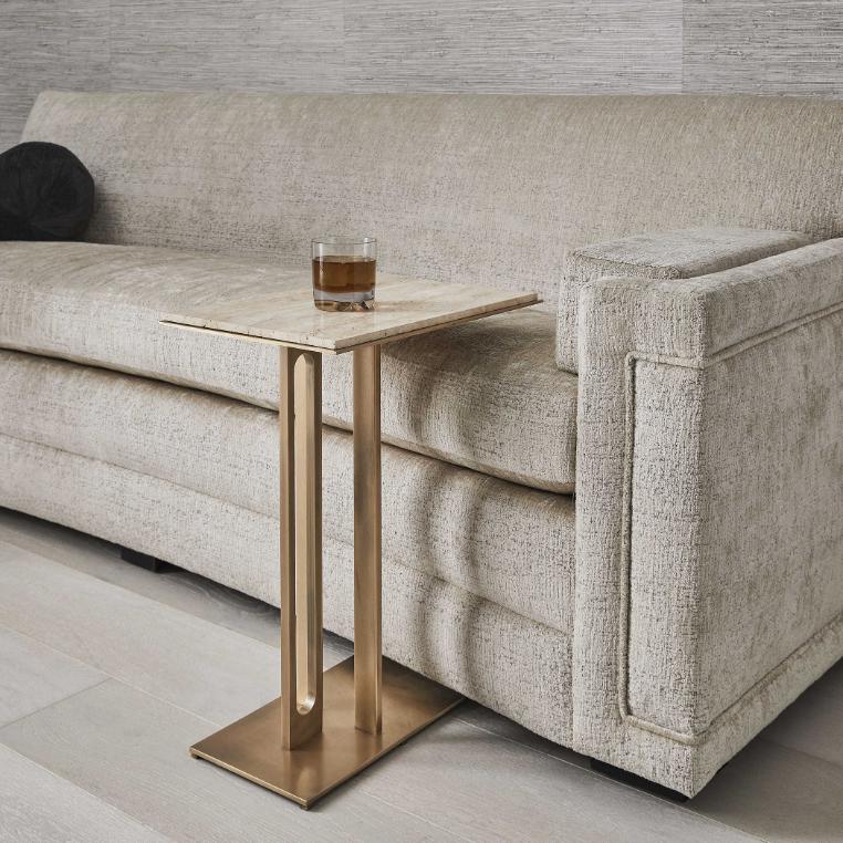 Cantilever Accent Table - Travertine & Brass by Uttermost