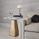 Equilateral Side Table Marble/Brass by Uttermost