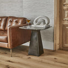 Equilateral Side Table Marble/Bronze by Uttermost