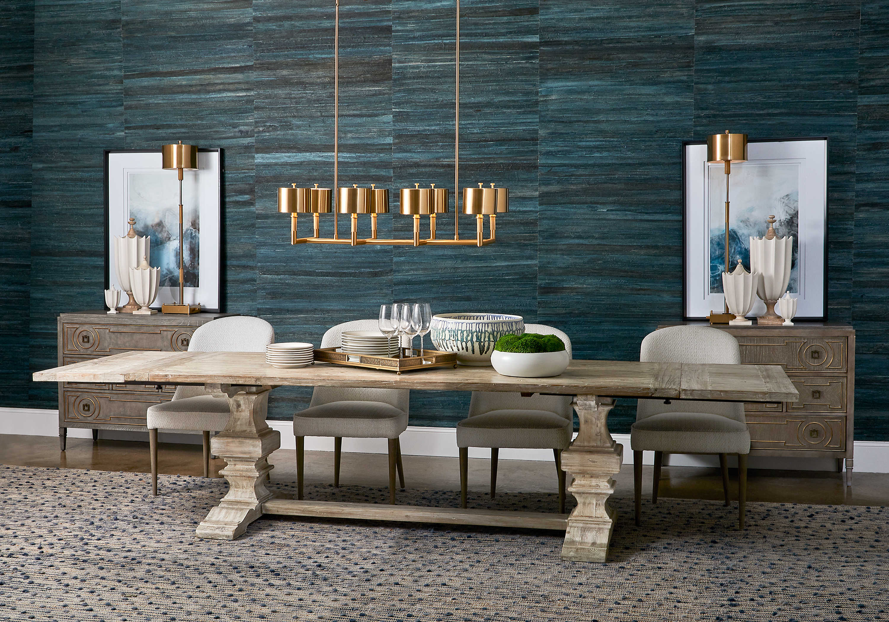 Baldrick Extending Dining Table in White by Uttermost