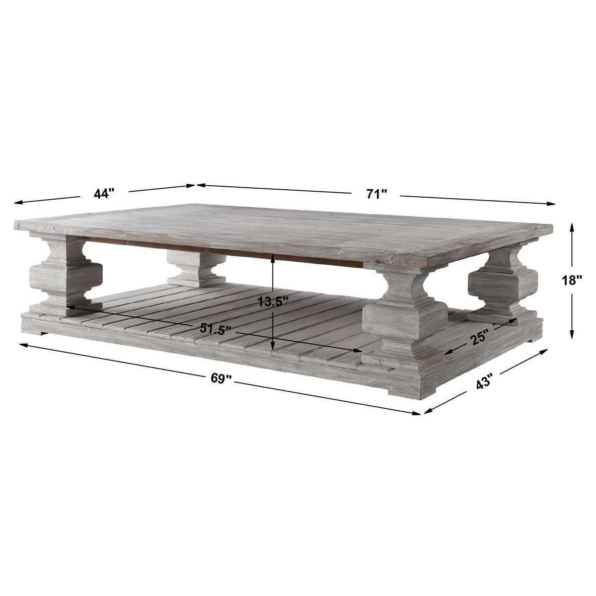 Baldrick Coffee Table, White by Uttermost
