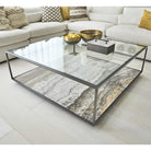 Floating Plane Coffee Table - Travertine/Bronze by Uttermost