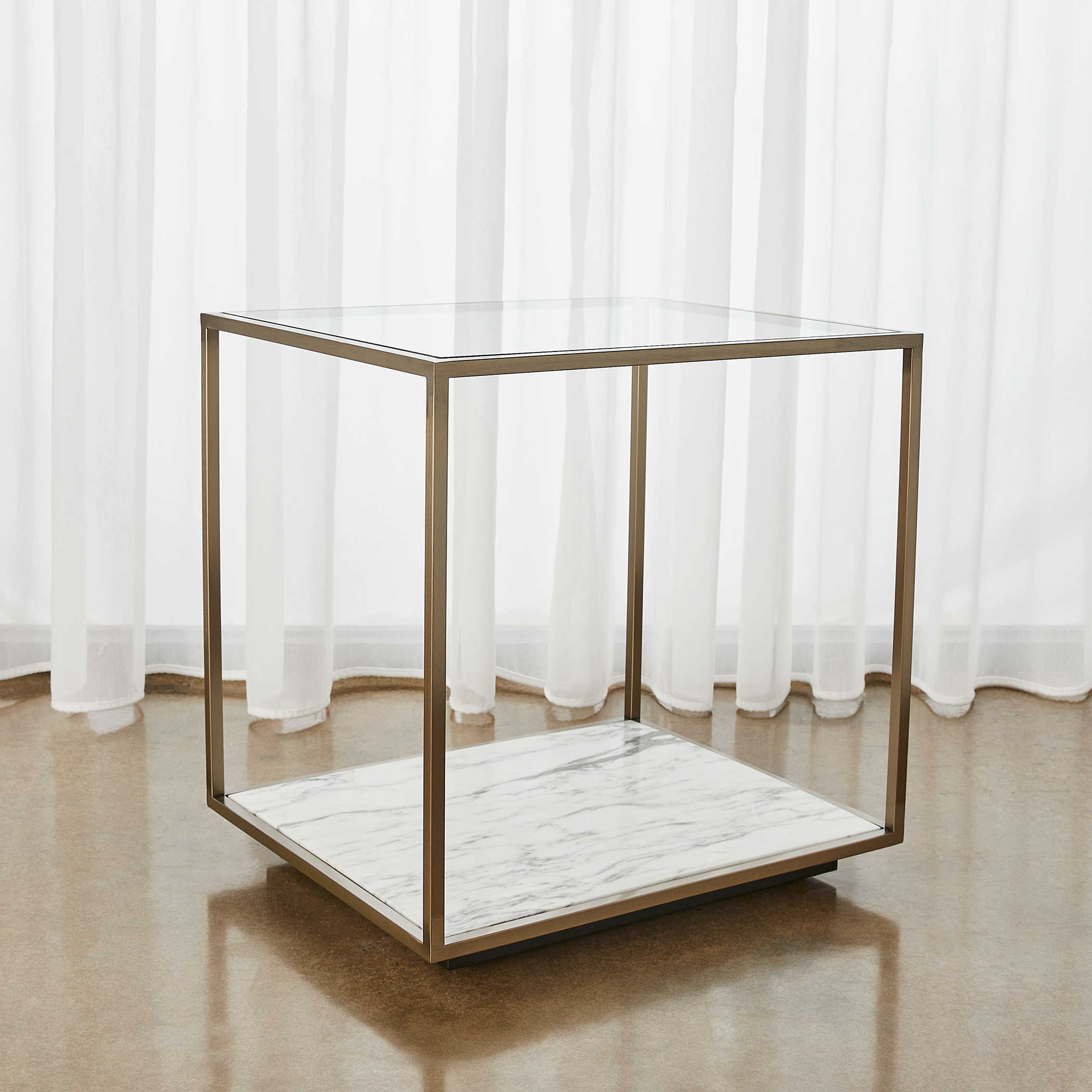 Floating Plane End Table - Marble/Brass by Uttermost