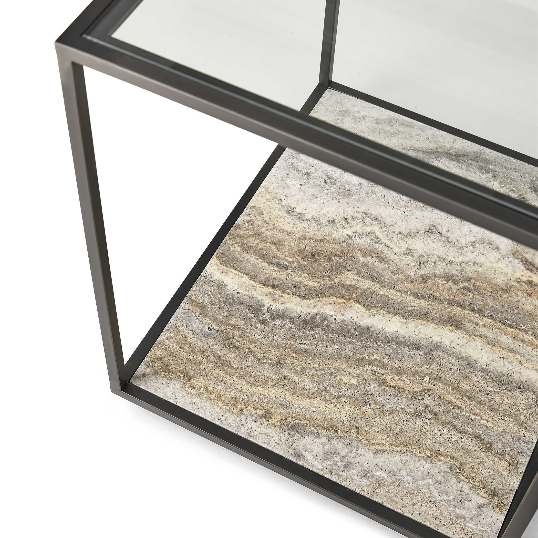 Floating Plane End Table - Travertine/Bronze by Uttermost