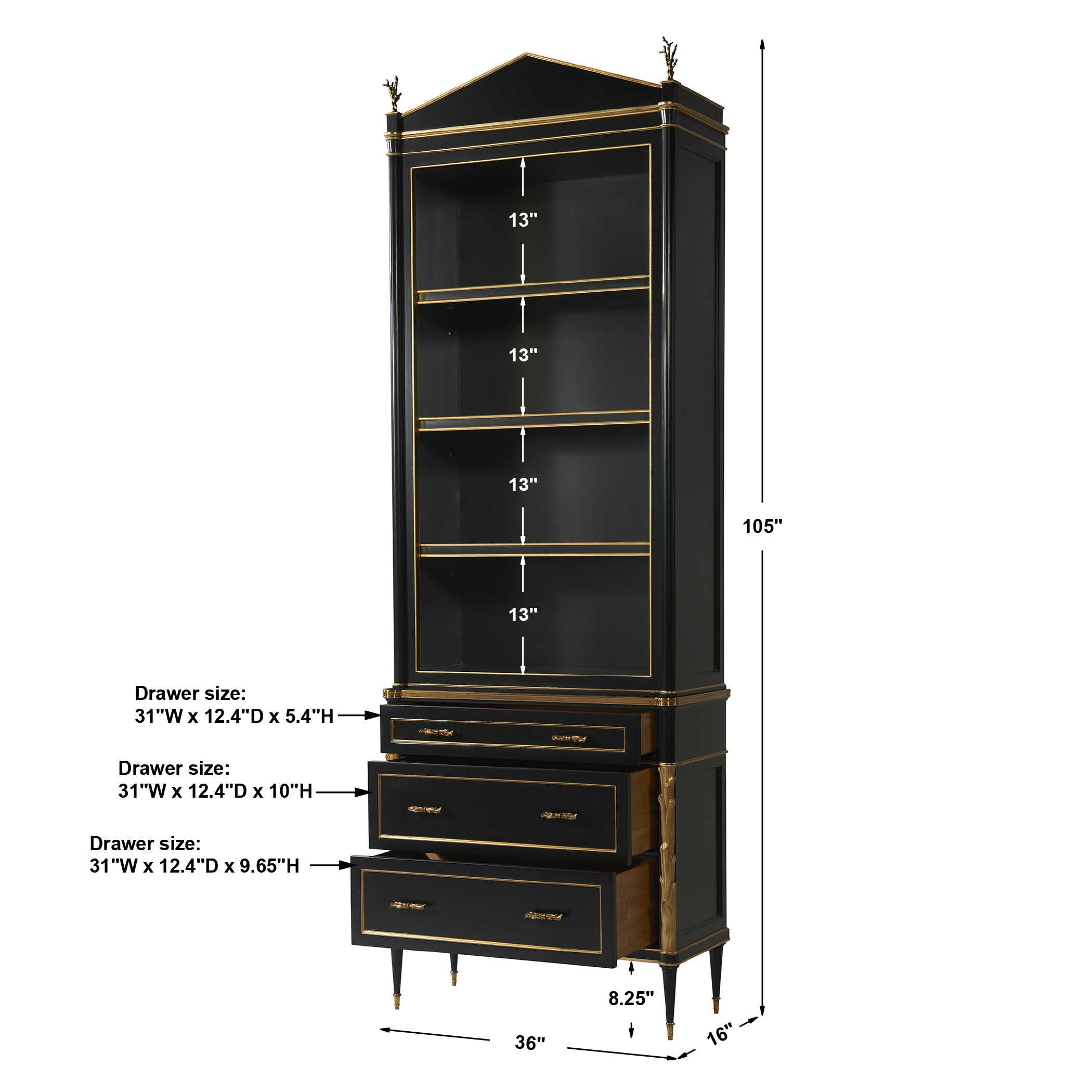 Faux Bois Cabinet - Black & Gold by Uttermost