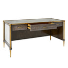 Let It Drop Fluted Oak Writing Desk with Brass Accents by Uttermost