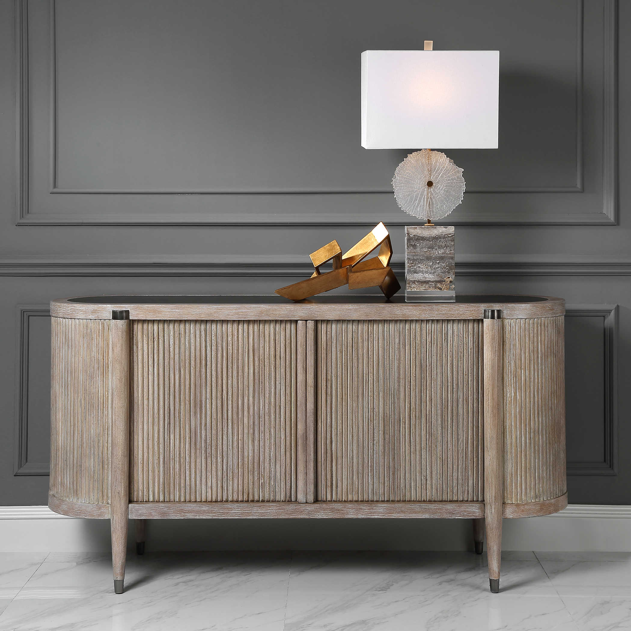 Tambour Cabinet in Natural Wash by Uttermost