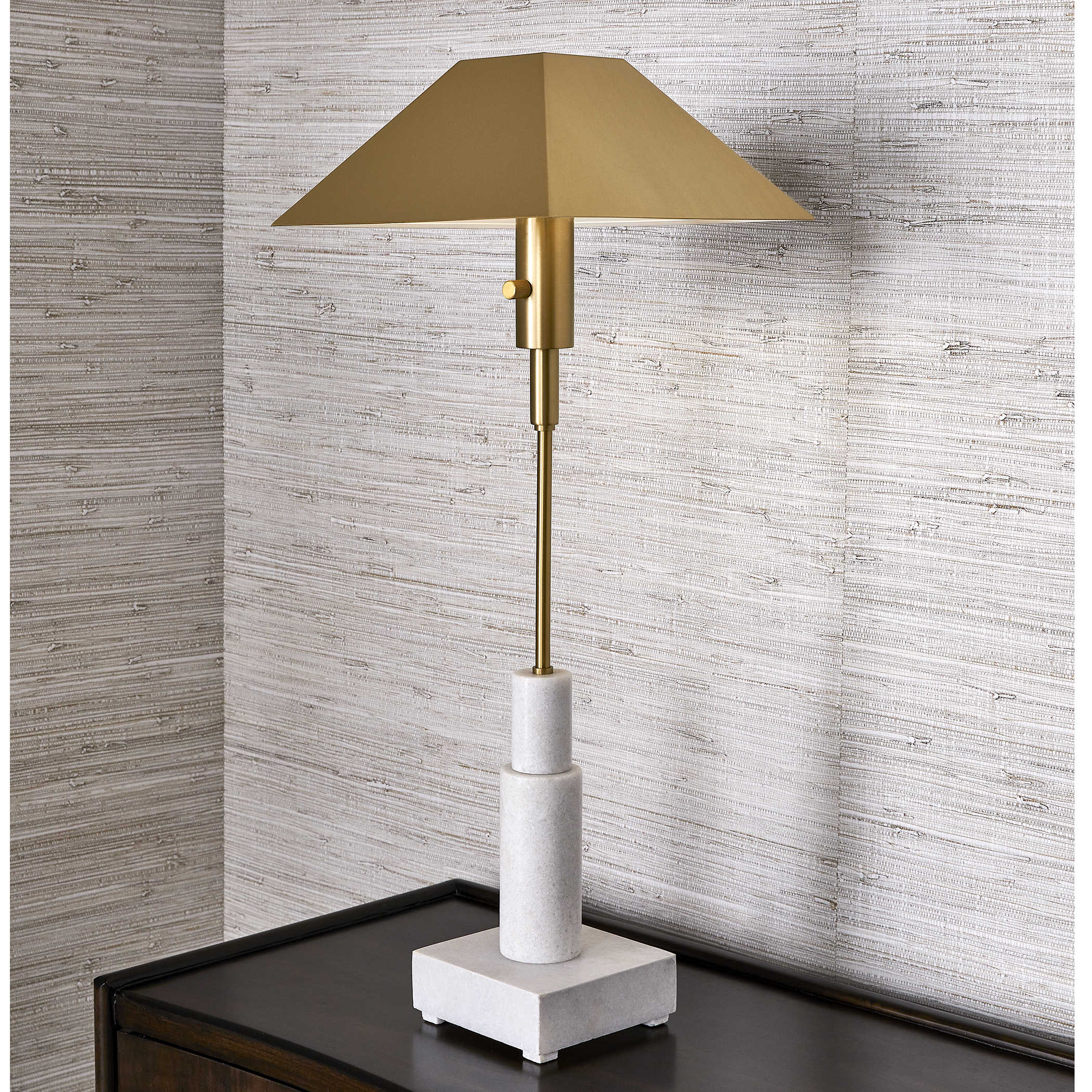 Telescope Buffet Lamp in White Marble by Uttermost