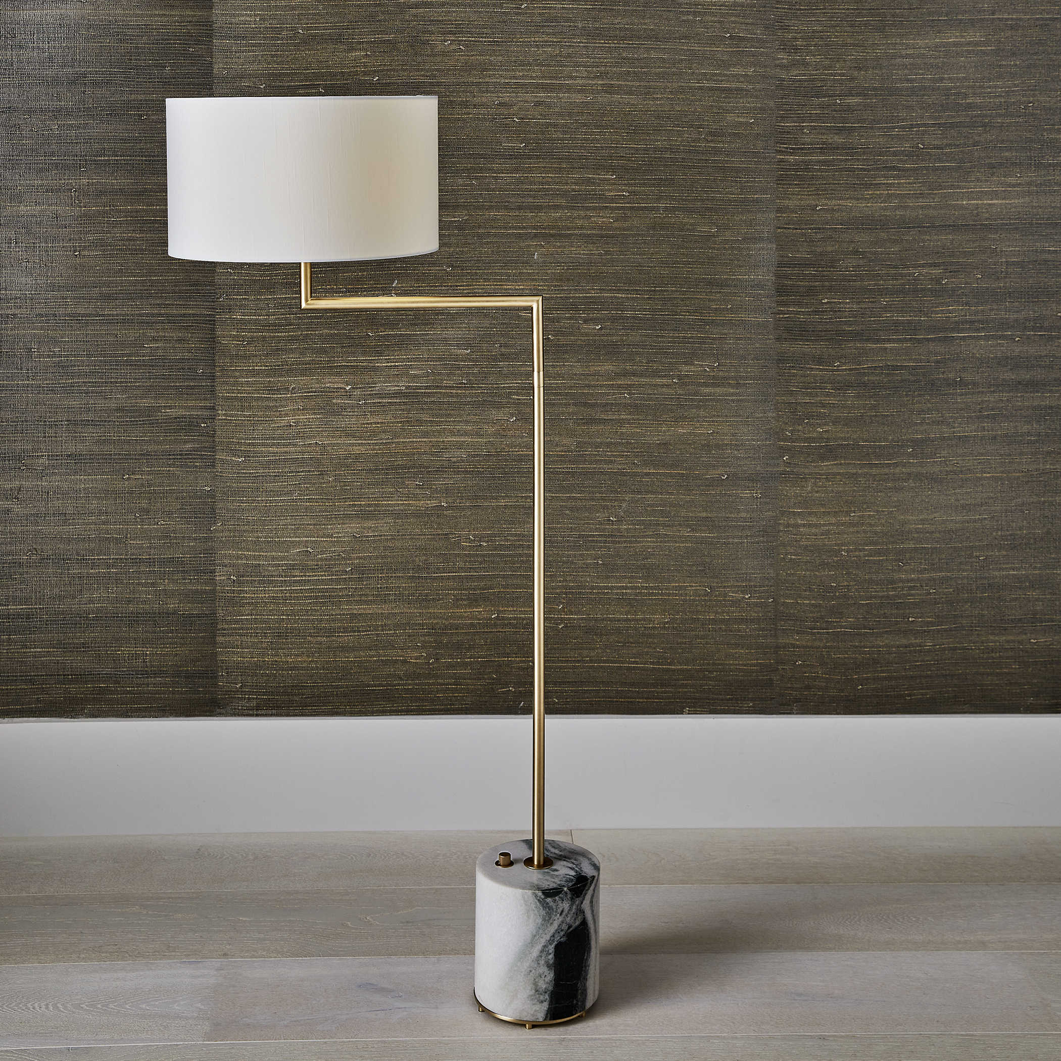 Pivot Floor Lamp - Panda Marble/Brass by Uttermost