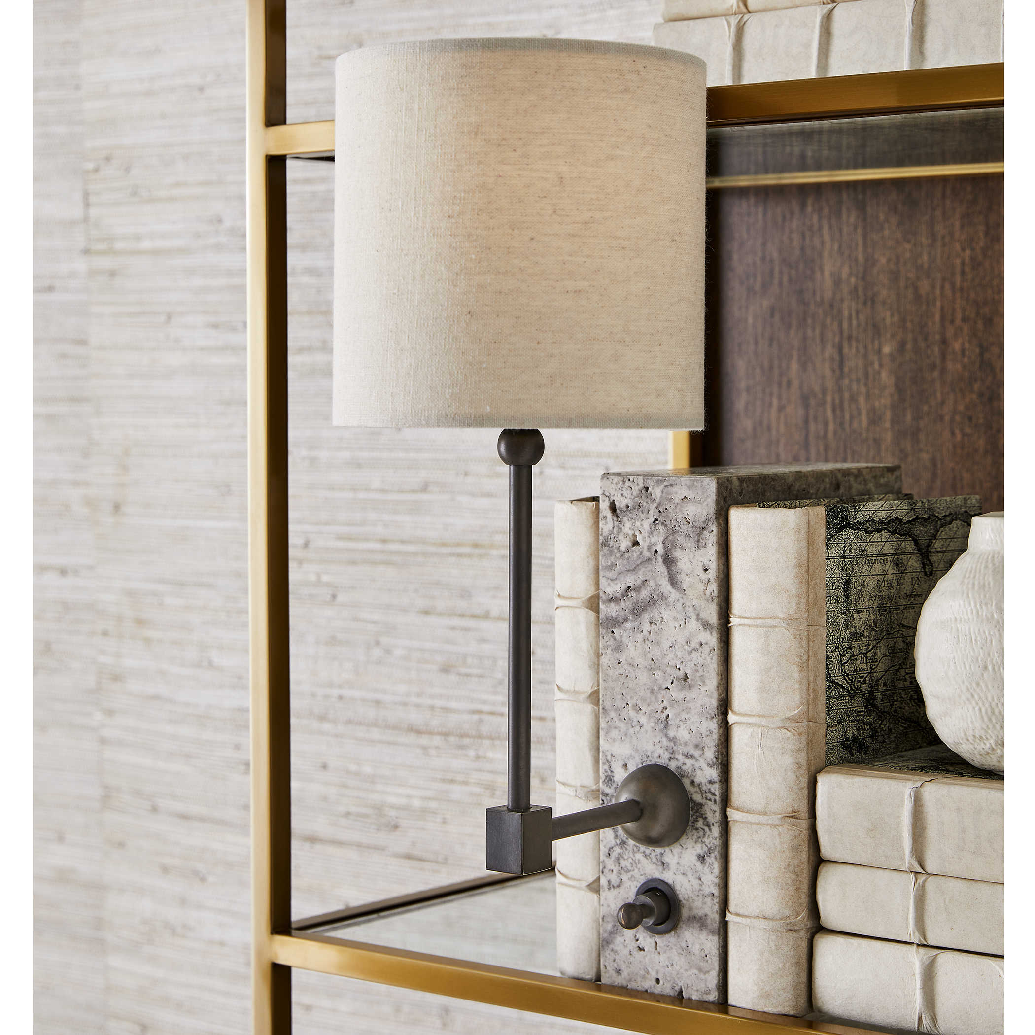 On a Shelf Mini Lamp in Travertine by Uttermost