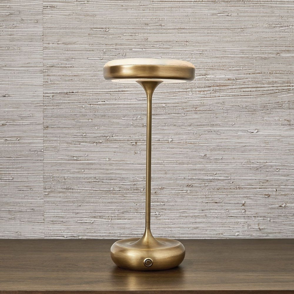 Flat Top Rechargeable Mini Lamp in Brass by Uttermost