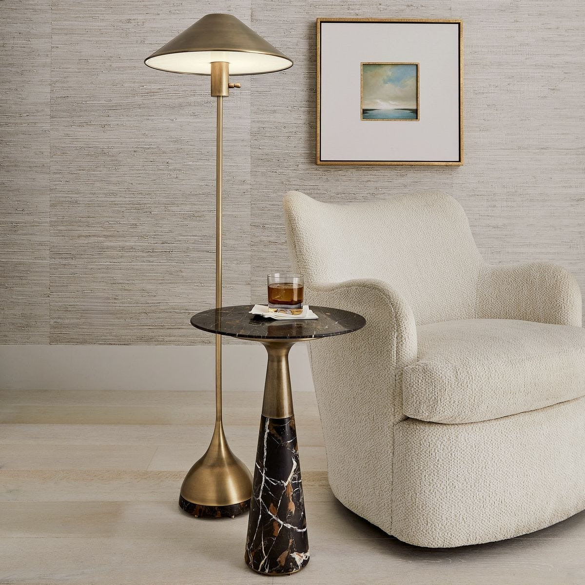 Kiss Floor Lamp in Michelangelo Marble by Uttermost