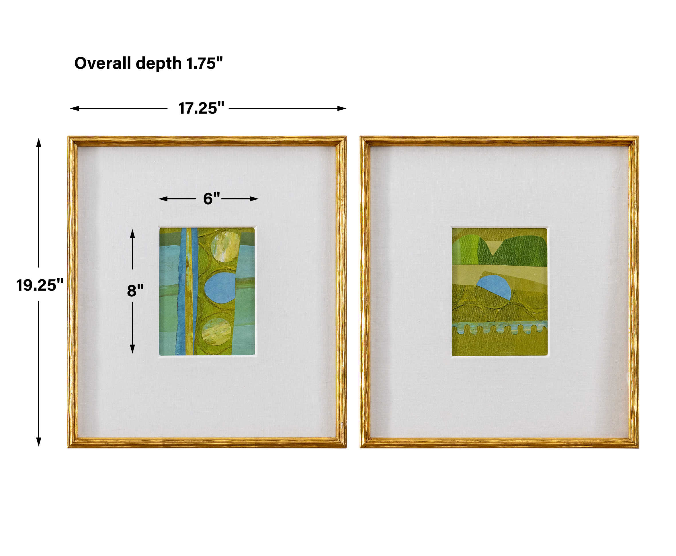 Petite Bijoux Framed Canvases - Lime - Set of 2 by Uttermost