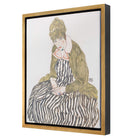 Edith with Striped Dress, Sitting, 1915 Framed Canvas by Uttermost