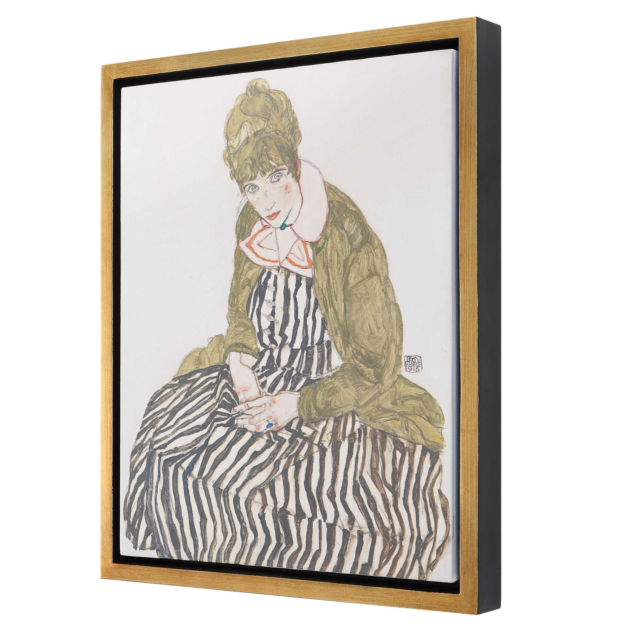 Edith with Striped Dress, Sitting, 1915 Framed Canvas by Uttermost