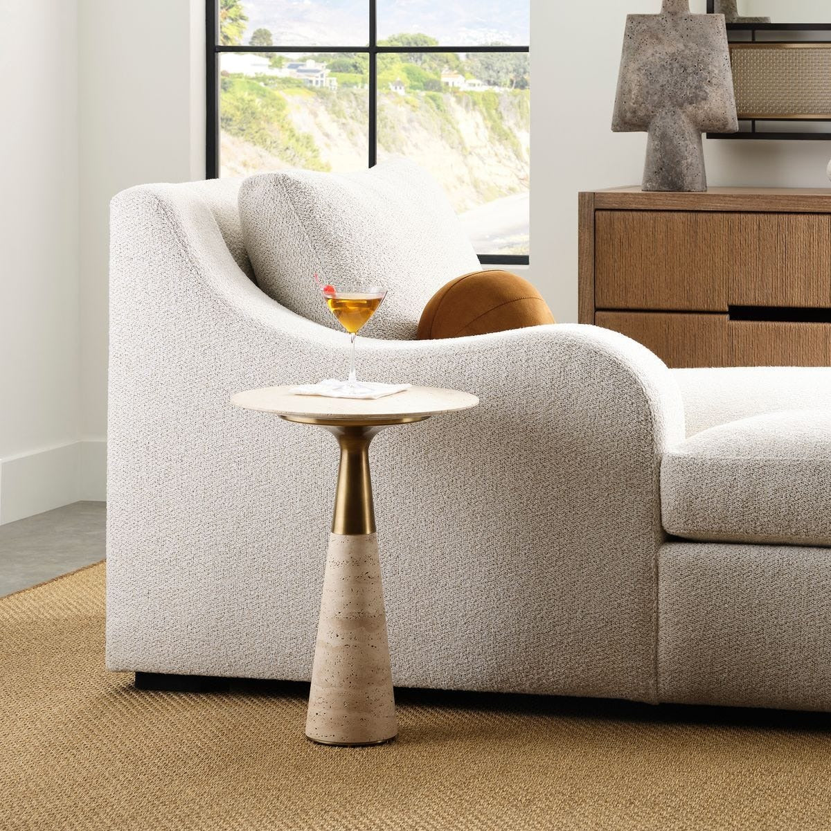 Pier Accent Table - Beige Travertine by Uttermost