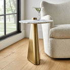 Strum Accent Table in Arabescato Marble by Uttermost