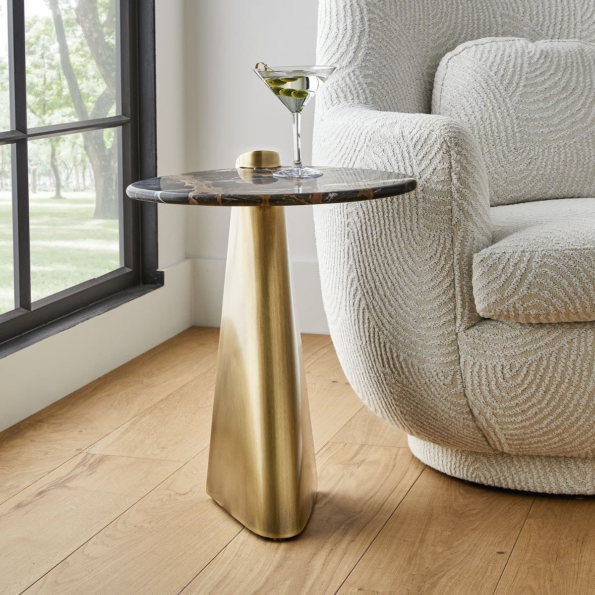 Strum Accent Table in Michelangelo Marble by Uttermost