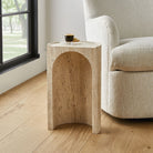 Basilica Accent Table in Beige Travertine by Uttermost