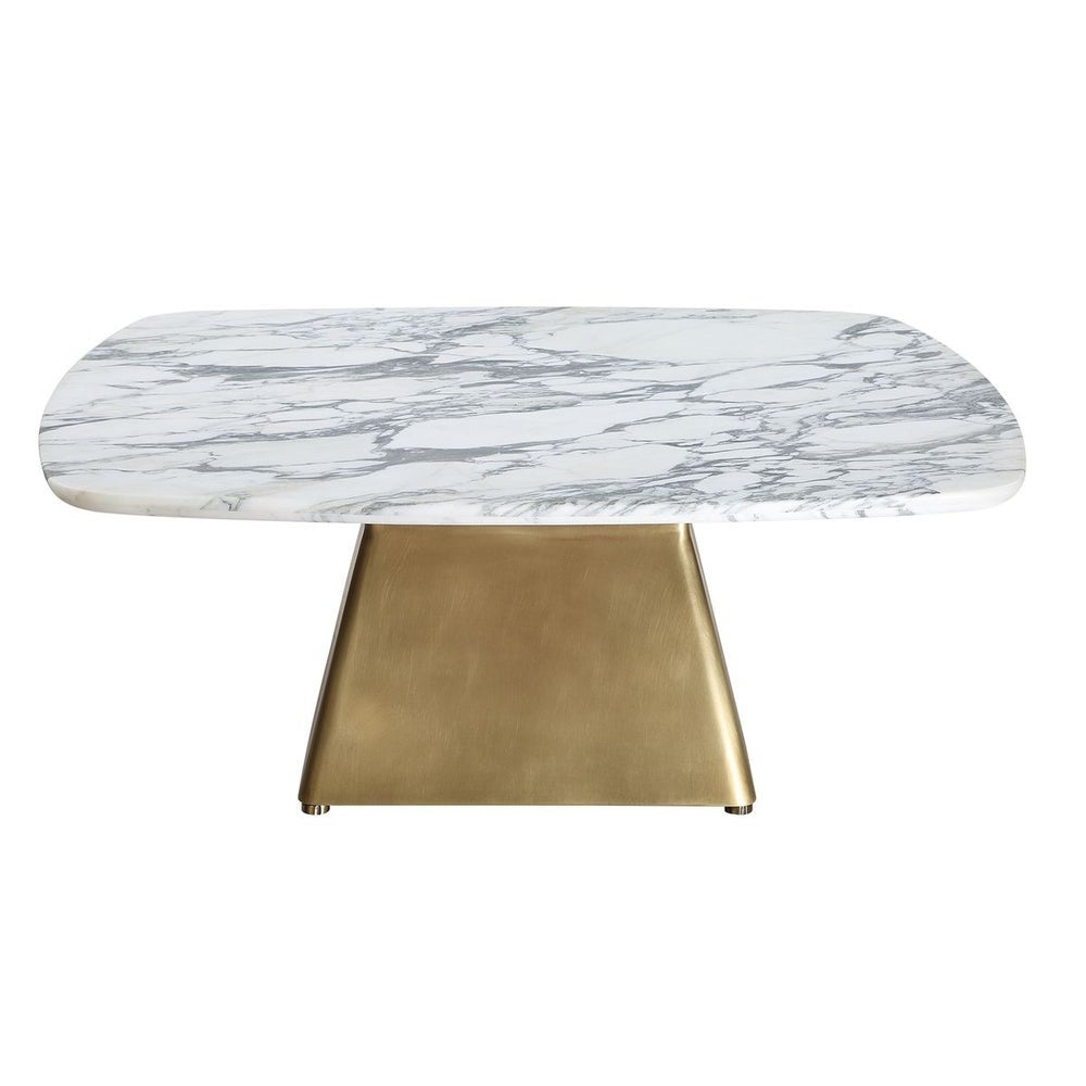 Equilateral Coffee Table in Arabescato and Brass by Uttermost