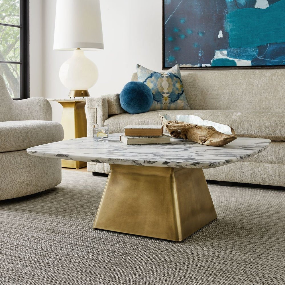 Equilateral Coffee Table in Arabescato and Brass by Uttermost