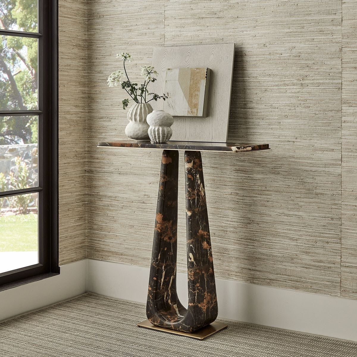 About Turn Console Table in Michelangelo Marble by Uttermost