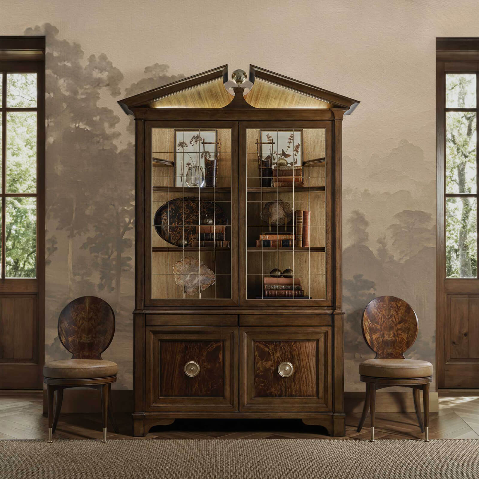 Pediment Tall Cabinet in Golden by Uttermost