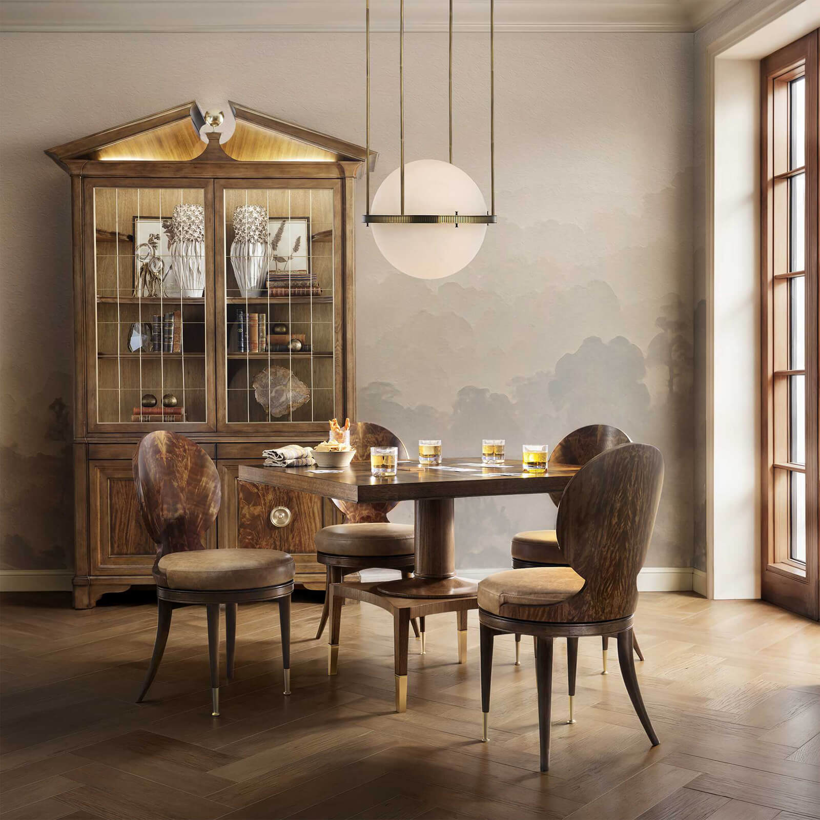 Pediment Tall Cabinet in Golden by Uttermost