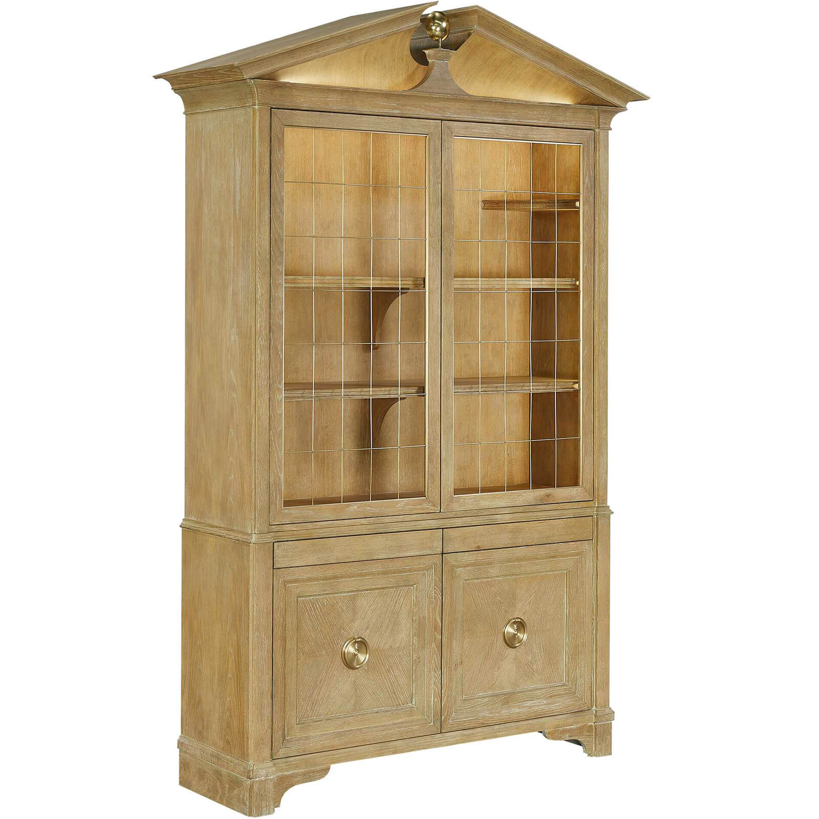 Pediment Tall Cabinet in Scrubbed Light Oak by Uttermost