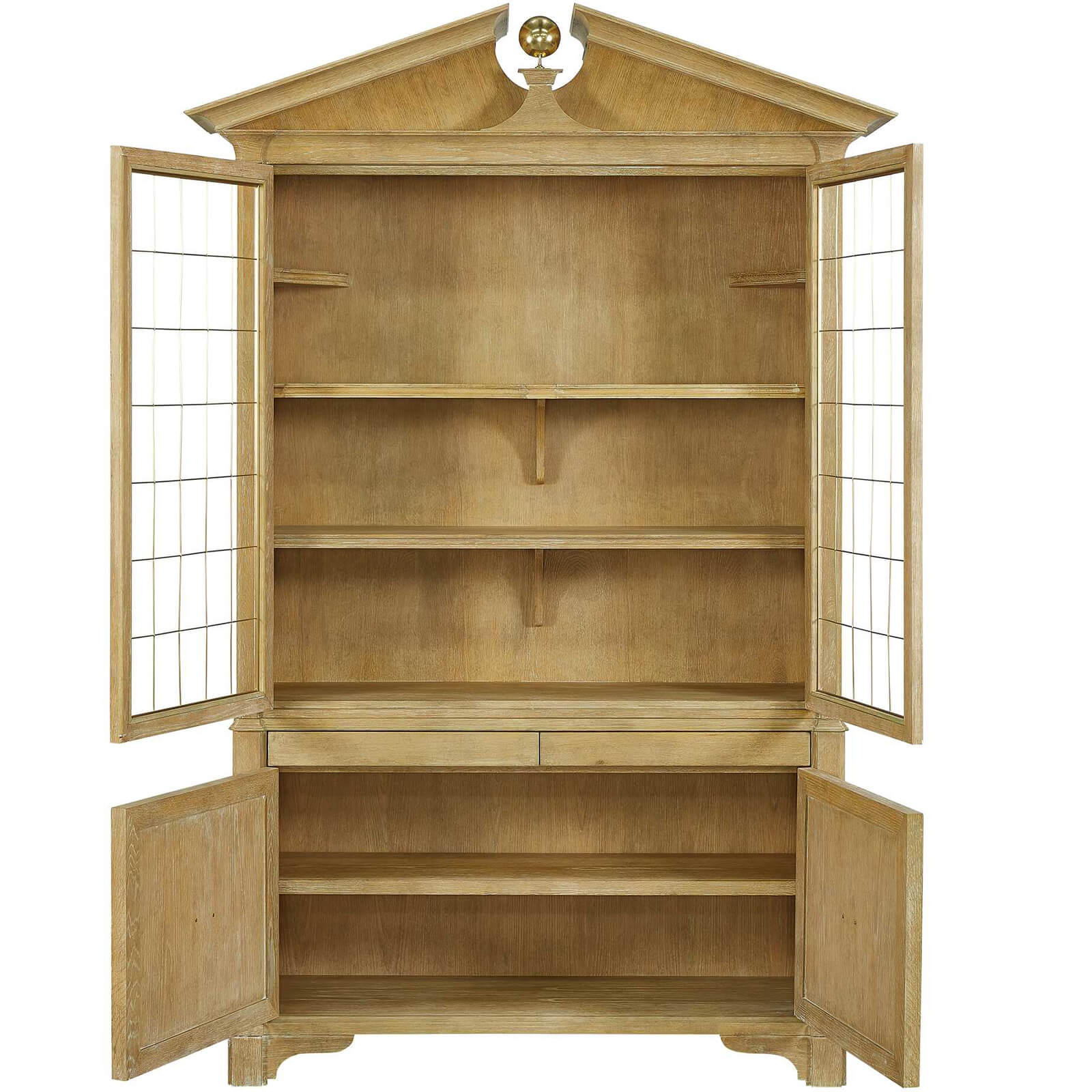 Pediment Tall Cabinet in Scrubbed Light Oak by Uttermost