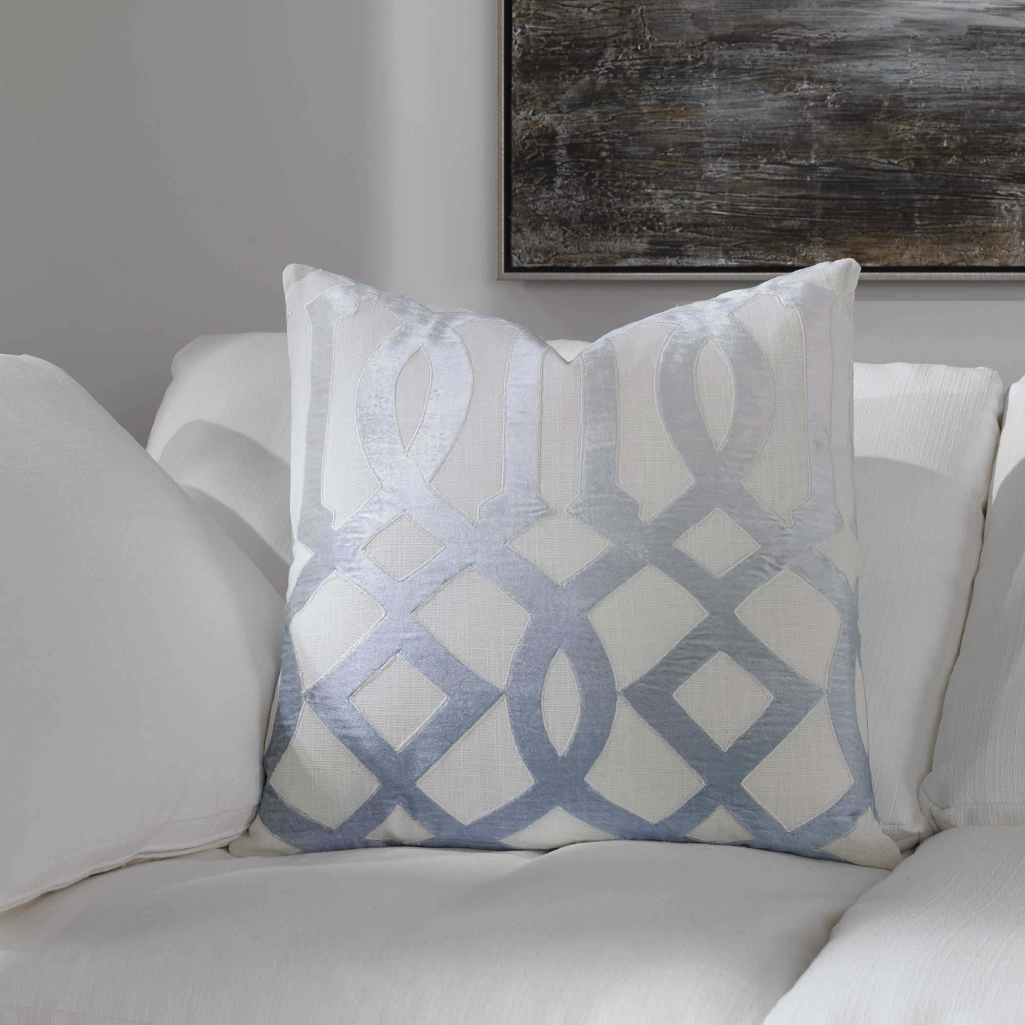 Ombre Fret Cushion - Blue by Uttermost