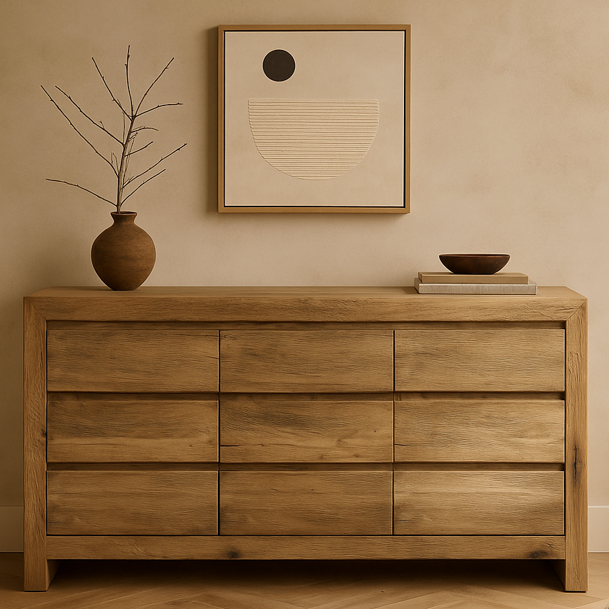 Reclaimed Oak 9 Drawer Chest of Drawers by Keiichi