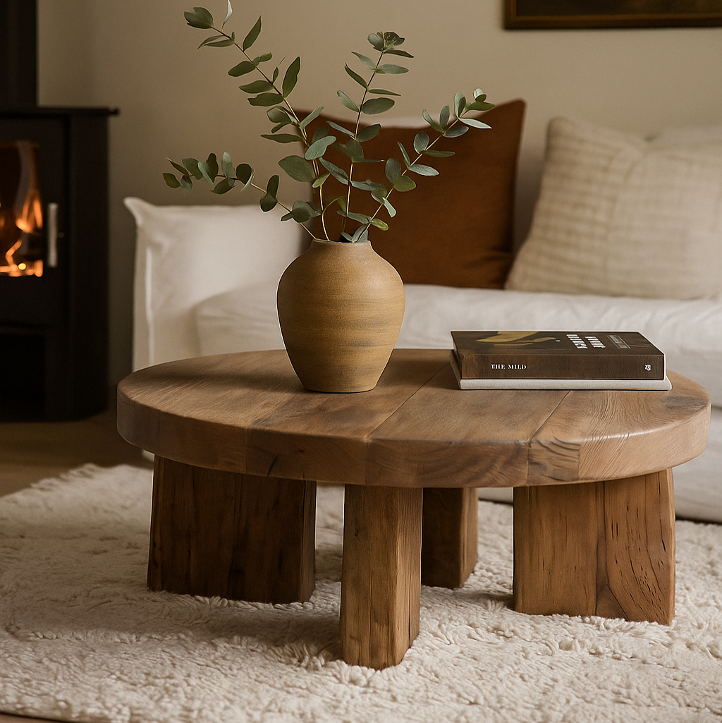 Reclaimed Oak Coffee Table Round by Keiichi