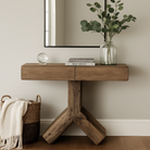 Reclaimed Oak Cross Console Table by Keiichi