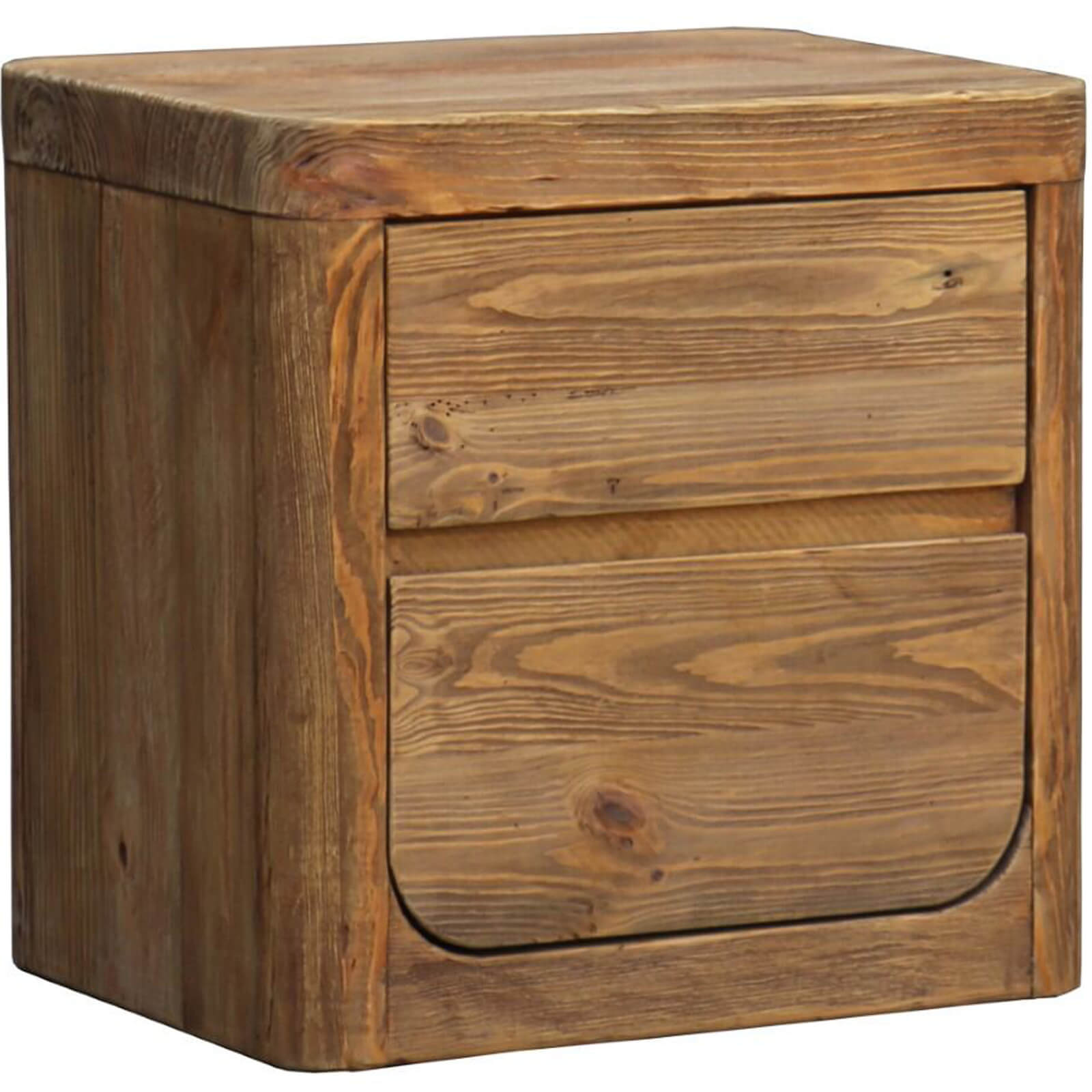 Reclaimed Pine 2 Drawer Bedside Table by Keiichi