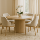 Reeded Round Dining Table in Oak by Keiichi