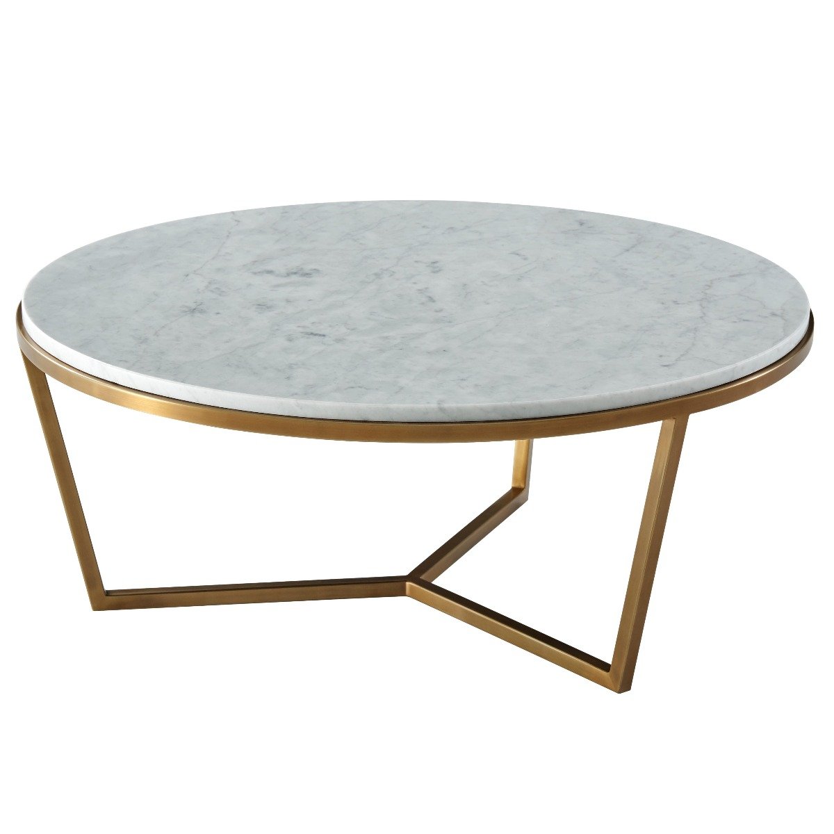 Small Round Coffee Table Fisher in Marble & Brass by Theodore Alexander