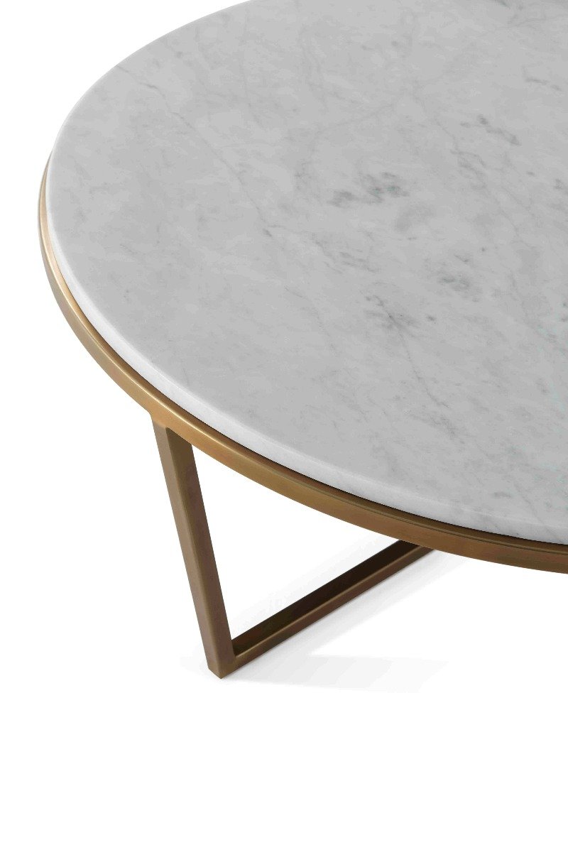 Small Round Coffee Table Fisher in Marble & Brass by Theodore Alexander
