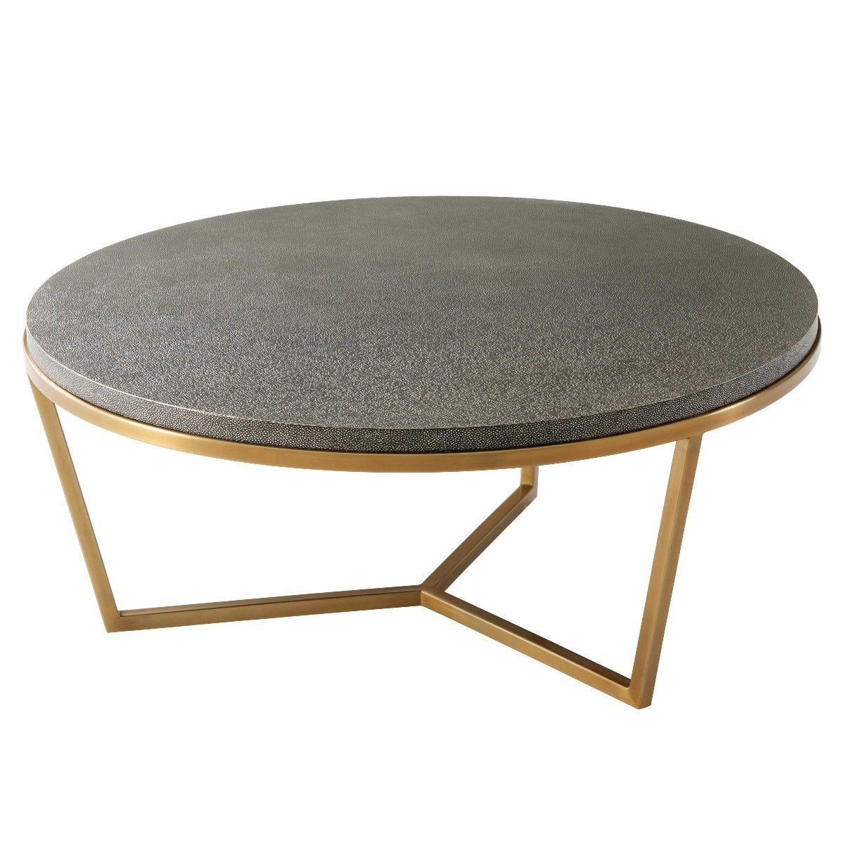 Small Round Coffee Table Fisher in Tempest Shagreen by Theodore Alexander