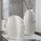 Ruffled Feathers Modern Indoor-Outdoor White Vases - Set of 2 by Uttermost