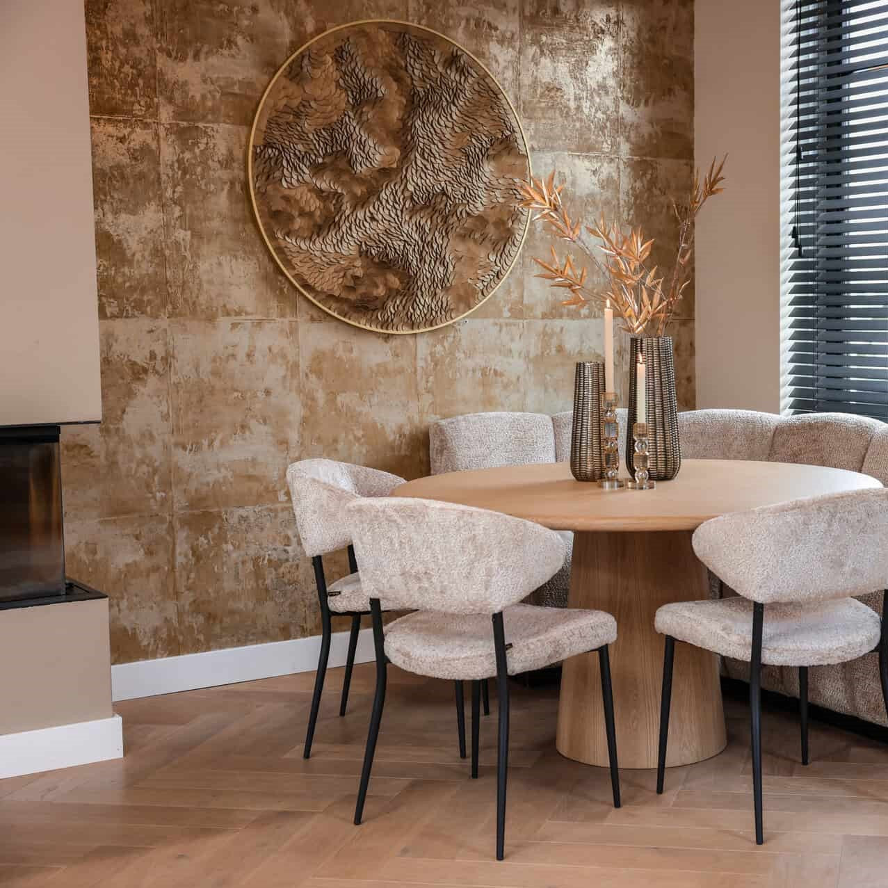 Bloom Gold Textured Round Wall Art by Richmond Interiors