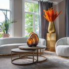 Bloomville Brass & Faux Shagreen Coffee Tables (Set of 2) by Richmond Interiors