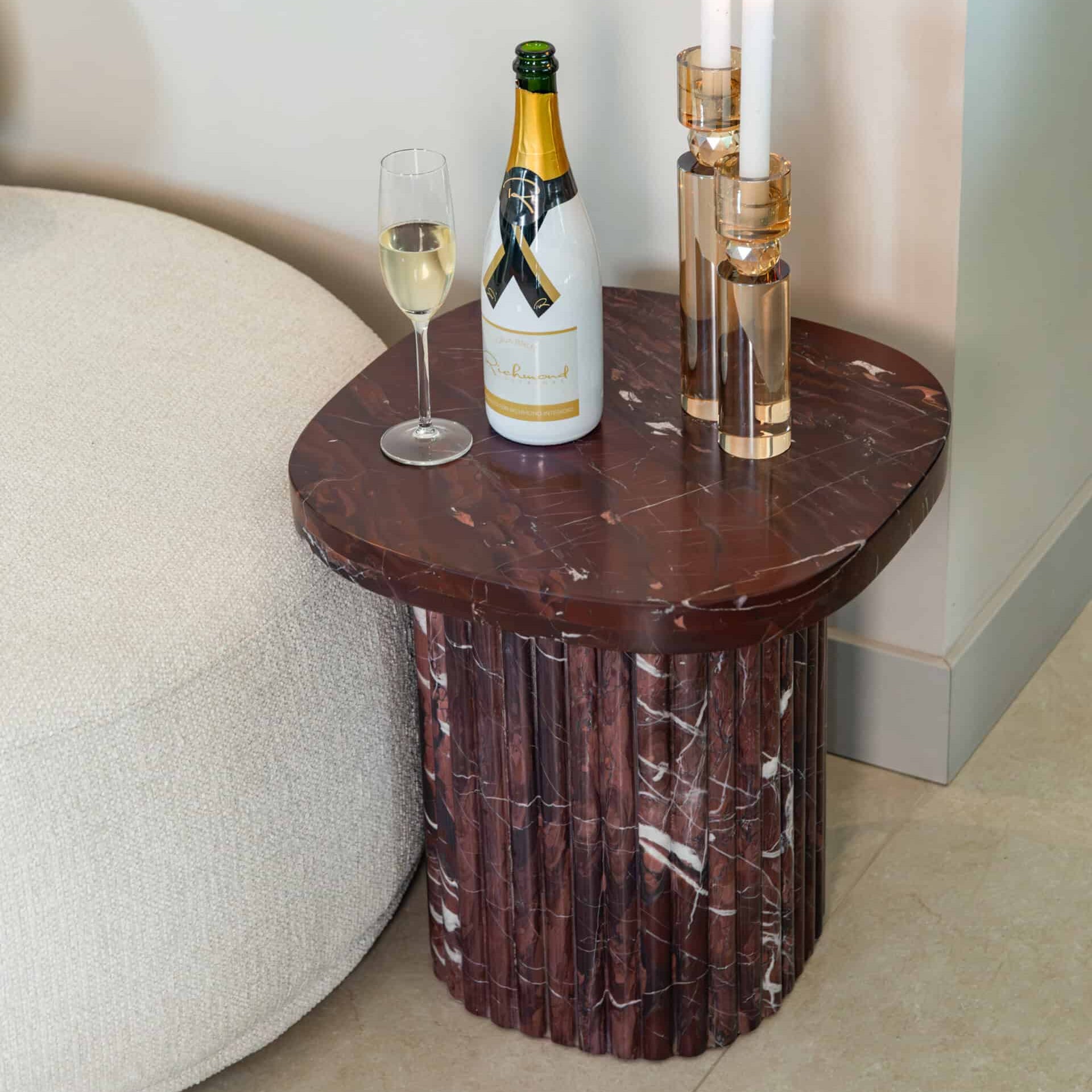 Orchid Burgundy Marble Side Table by Richmond Interiors