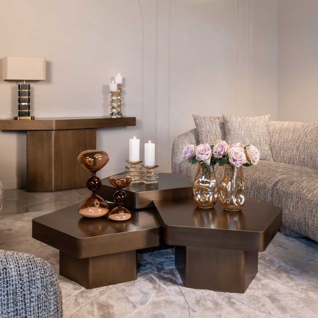 Elba Small Brown Glass Hourglass by Richmond Interiors