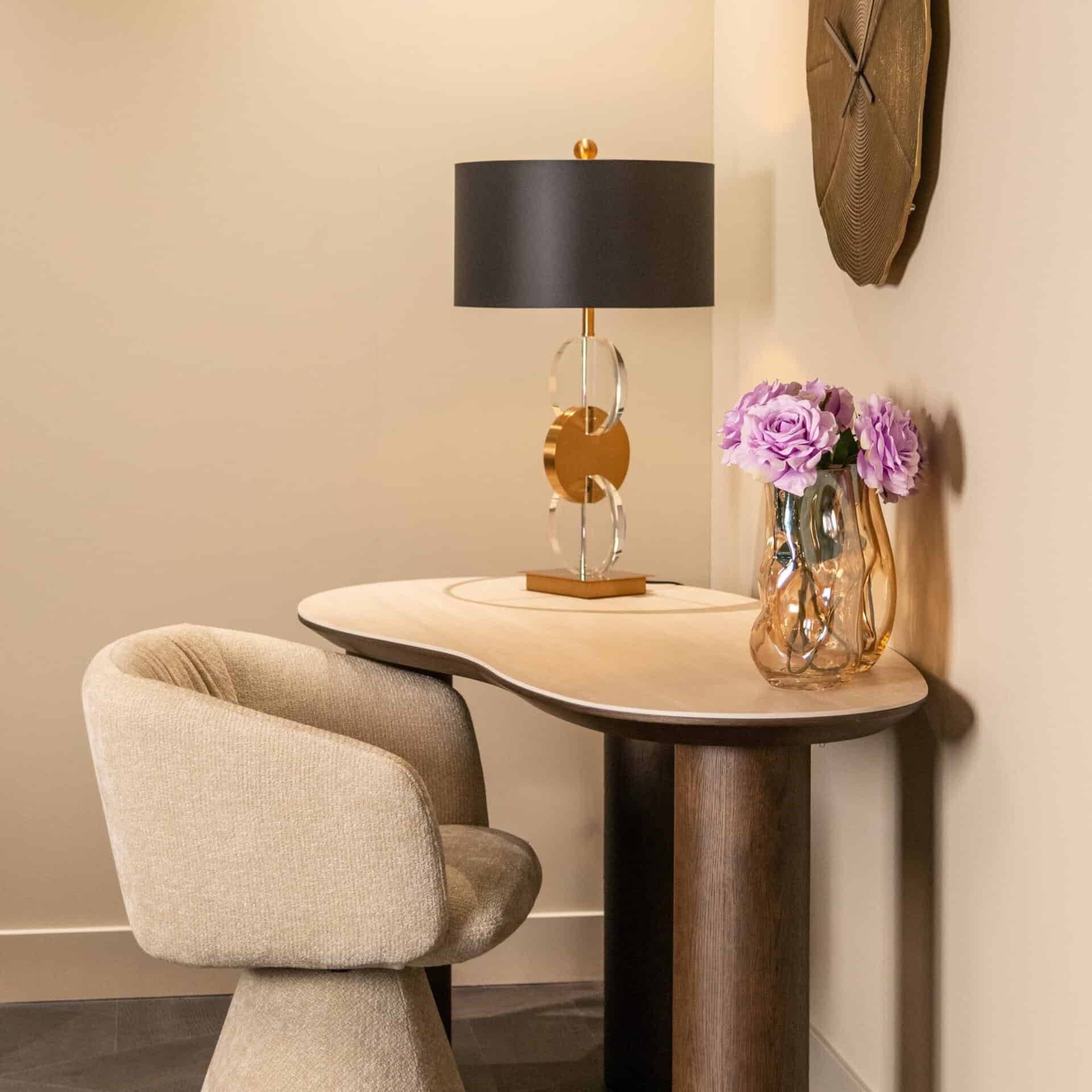 Ritz Brown Oak Veneer & Beige Ceramic Top Desk by Richmond Interiors