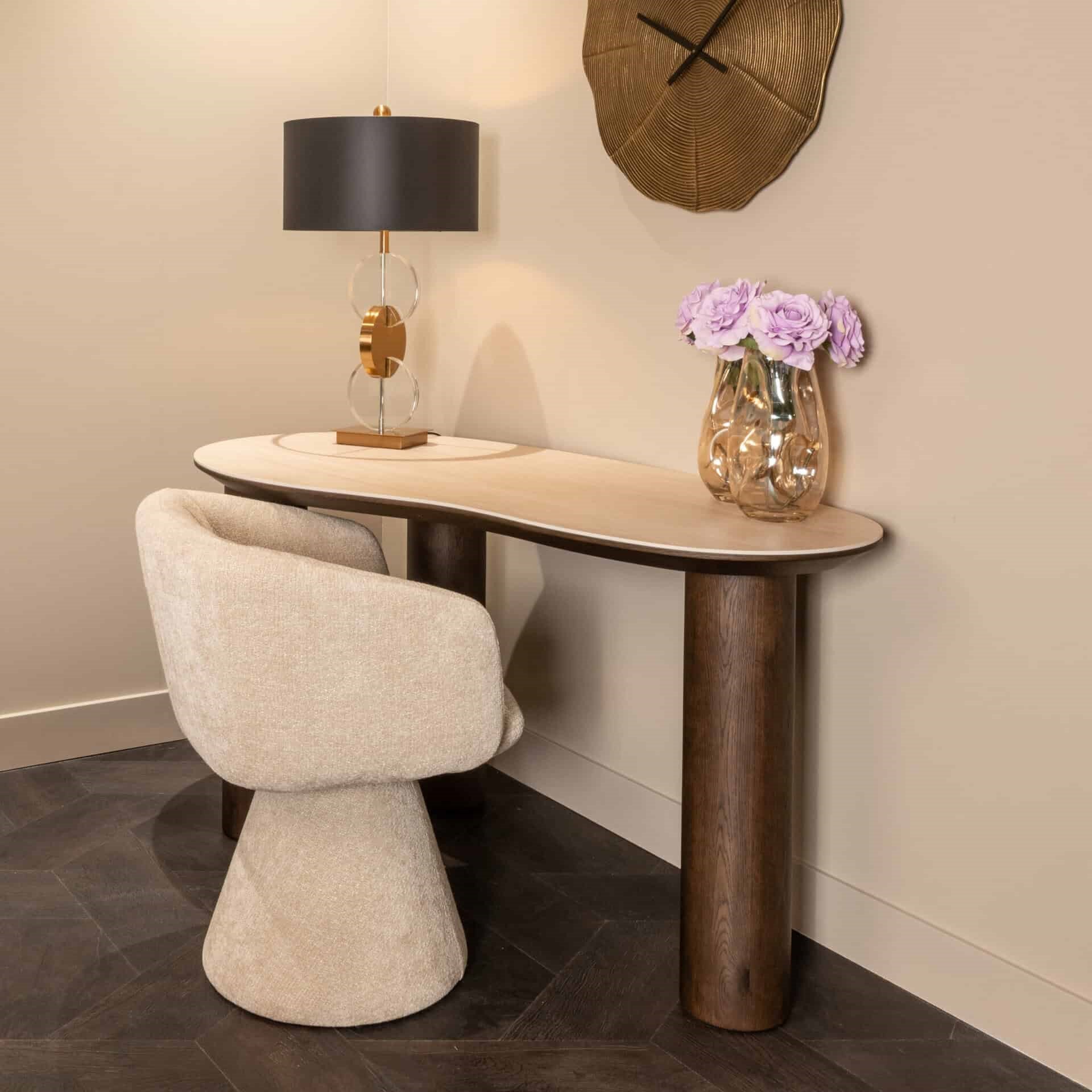 Ritz Brown Oak Veneer & Beige Ceramic Top Desk by Richmond Interiors
