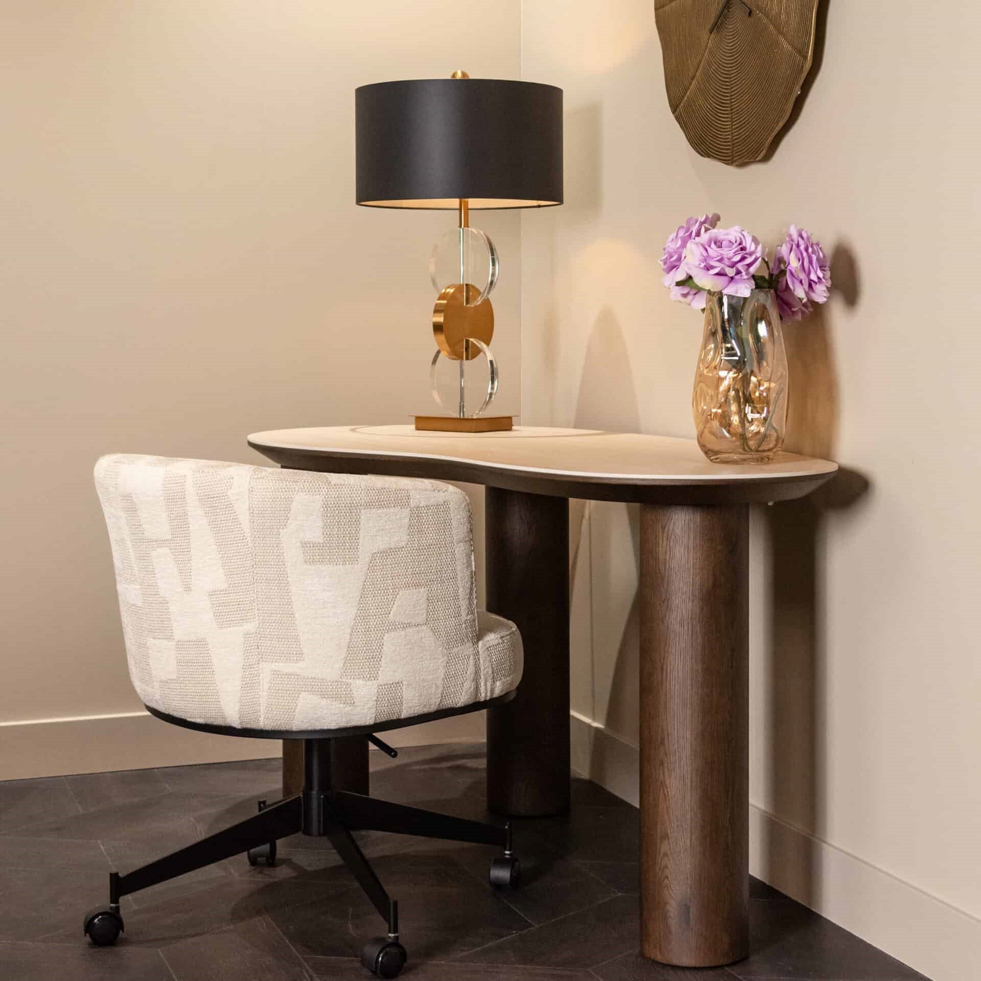 Ritz Brown Oak Veneer & Beige Ceramic Top Desk by Richmond Interiors