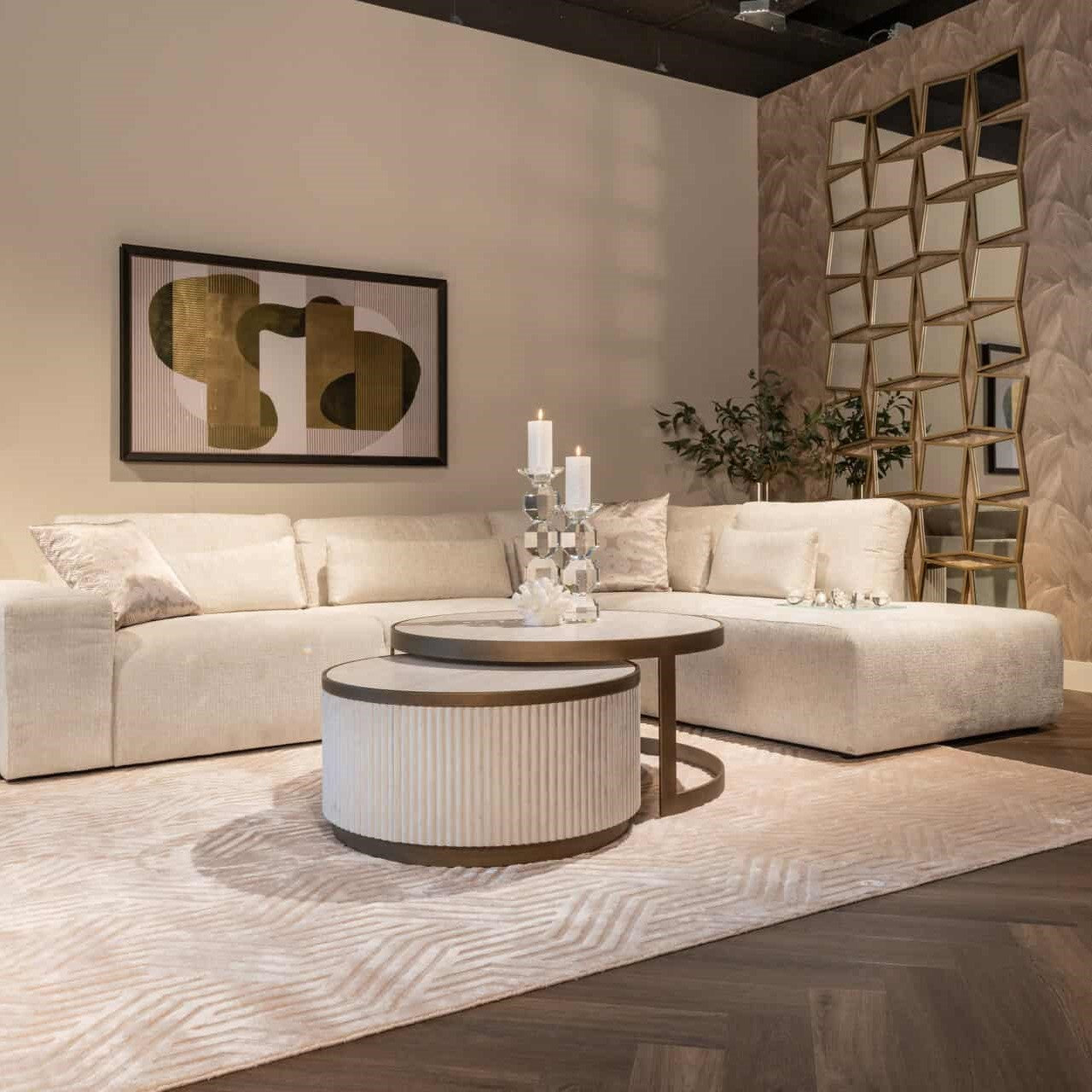 Badia Gold Squares Mirror by Richmond Interiors